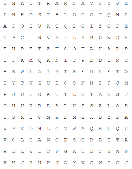 Life on Mars Word Search Puzzle