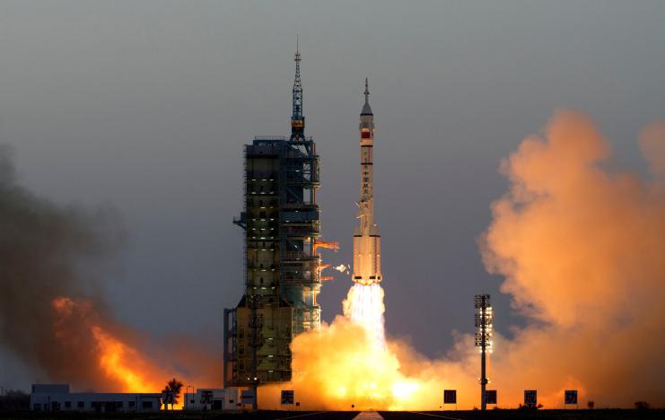 Shenzhou-11 manned spacecraft carrying astronauts Jing Haipeng and Chen Dong blasts off from the launchpad in Jiuquan